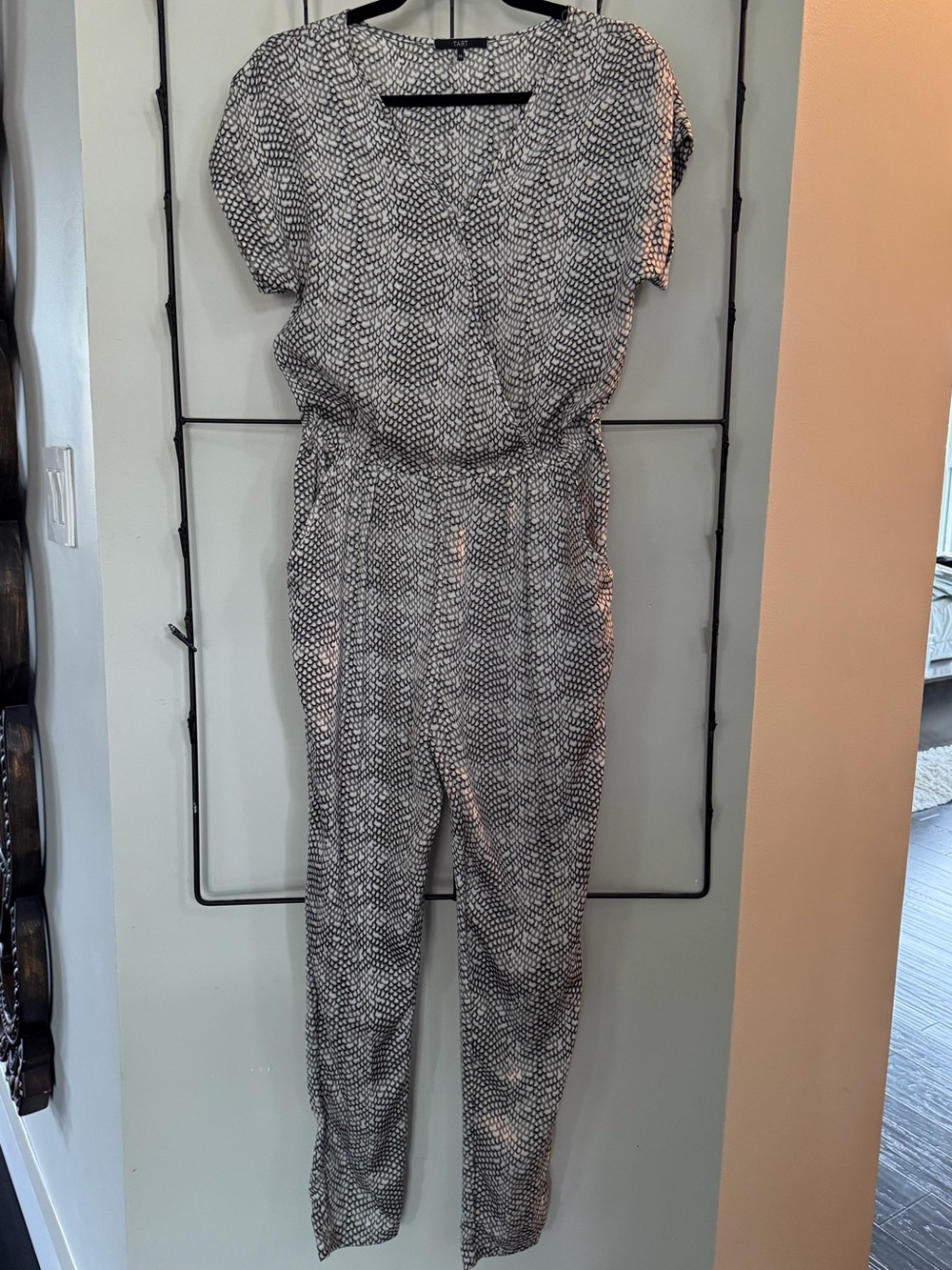 Tart Black & White Printed Short-Sleeve Jumpsuit